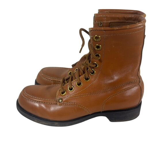 Vintage Plainsman Leather Boot Steel Toe Mens Size 5 Narrow USA - Picture 1 of 13